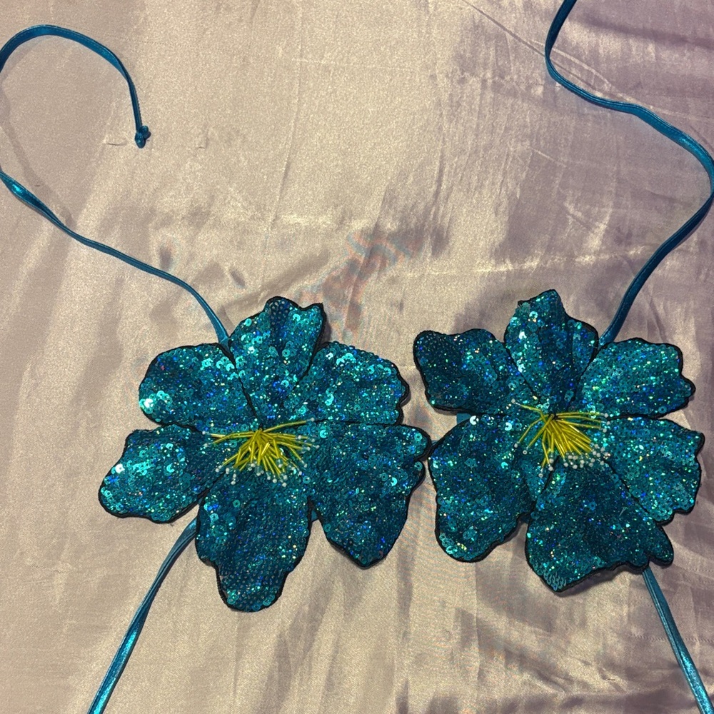 Fashion Nova Blue Floral Bikini Top